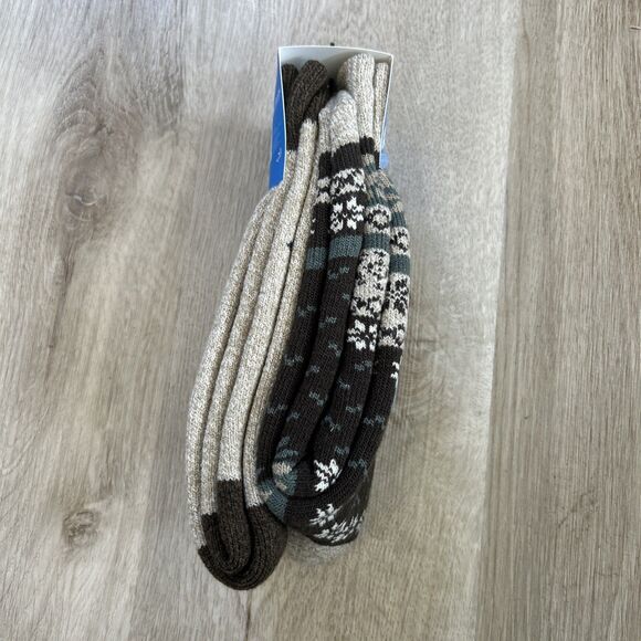 Columbia Fleece Lined Thermal Crew Socks 2Pk Brown Midweight Men’s Size 6-12 NWT - Picture 8 of 9